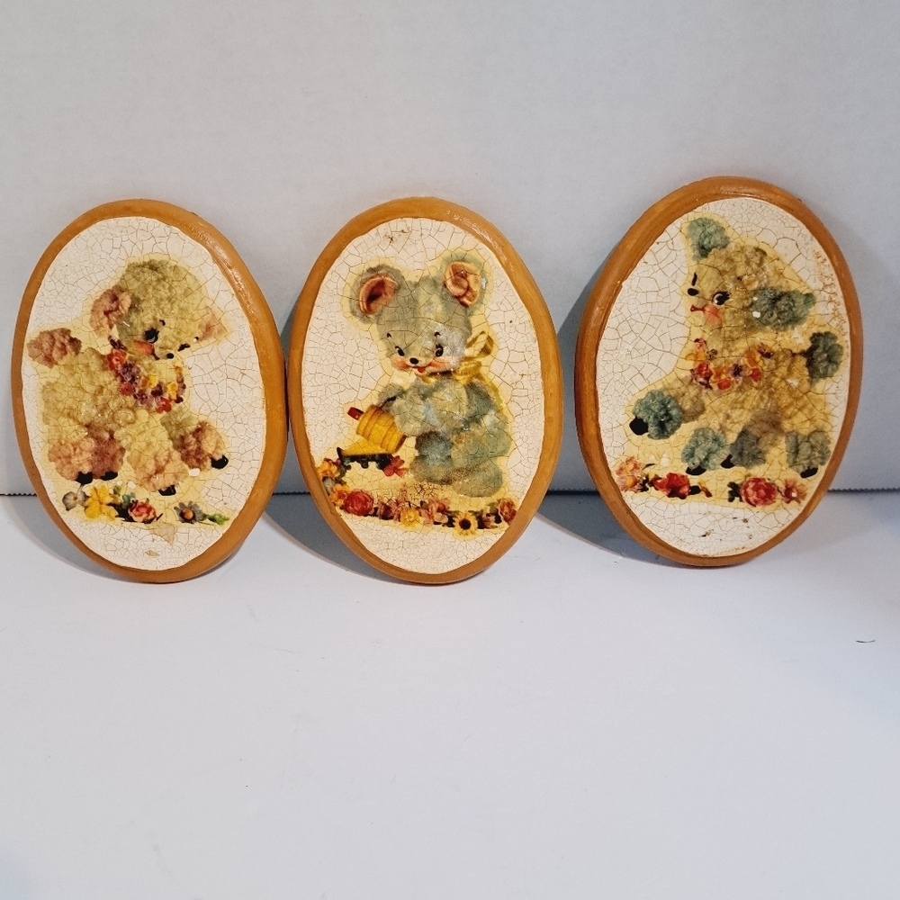 Vintage Meyercord Decal Crackle Plaster Anthropomorphic Kitch Nursery‎